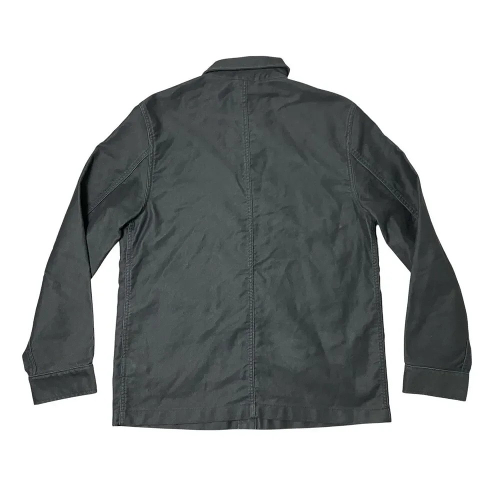 JCrew Moleskin Chore Jacket Mens S Black Button Front Workwear Utility Barn Coat